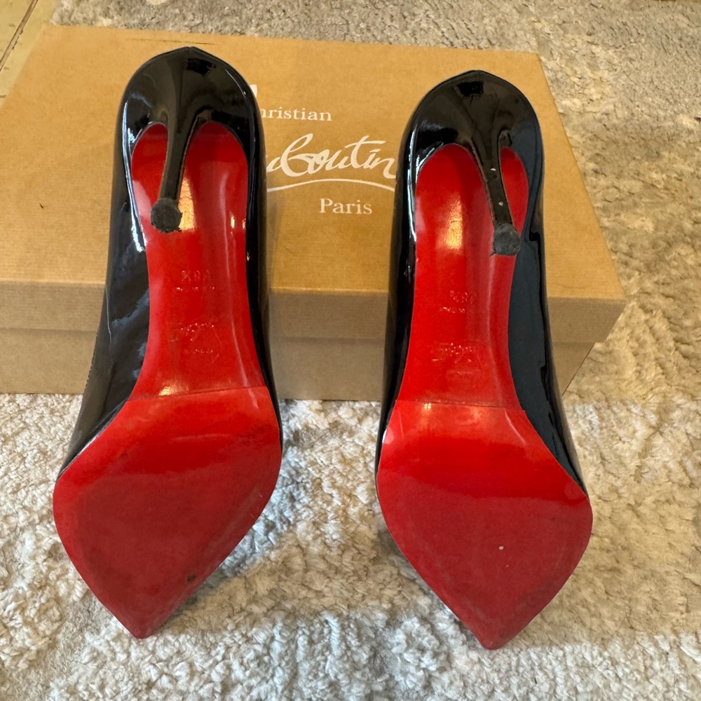 Christian Louboutin Black Heels with Red Soles Hot Chick 100